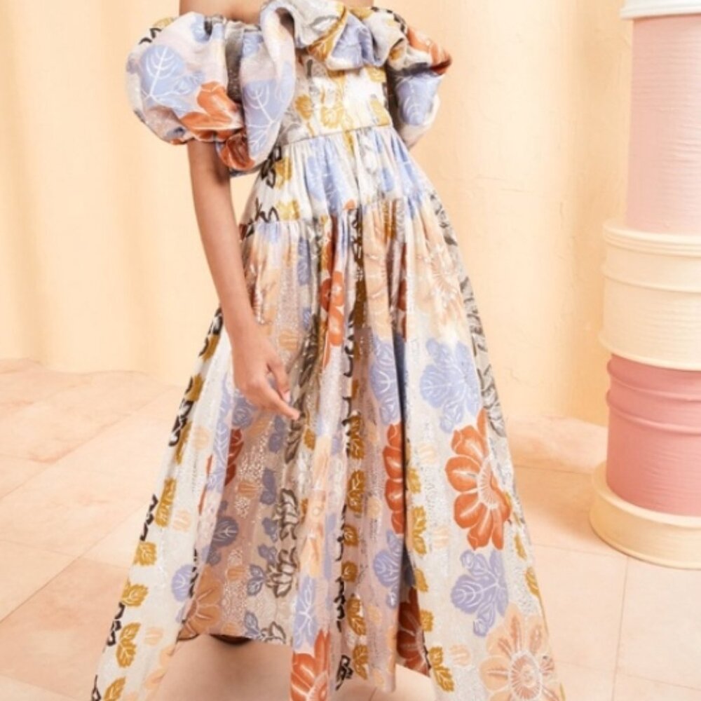 NWOT 12023 ULLA JOHNSON Izra Jacquard Maxi Dress in Ocean Jasper M $2,490 - Picture 2 of 16